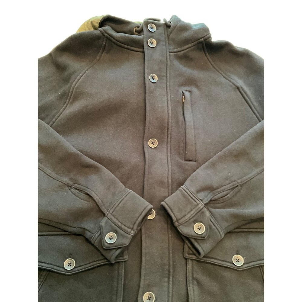 Vans Button Up Sweatshirt Hoodie with Camo lined hood Button Cuffs Pockets Large